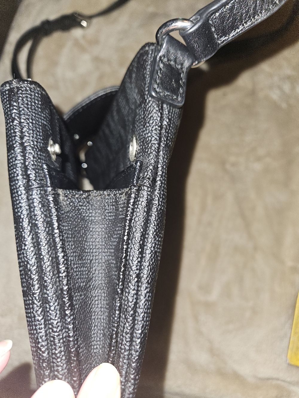 Small Michael Kors Black Leather Crossbody with Silver Logo Accent - Picture 13 of 16